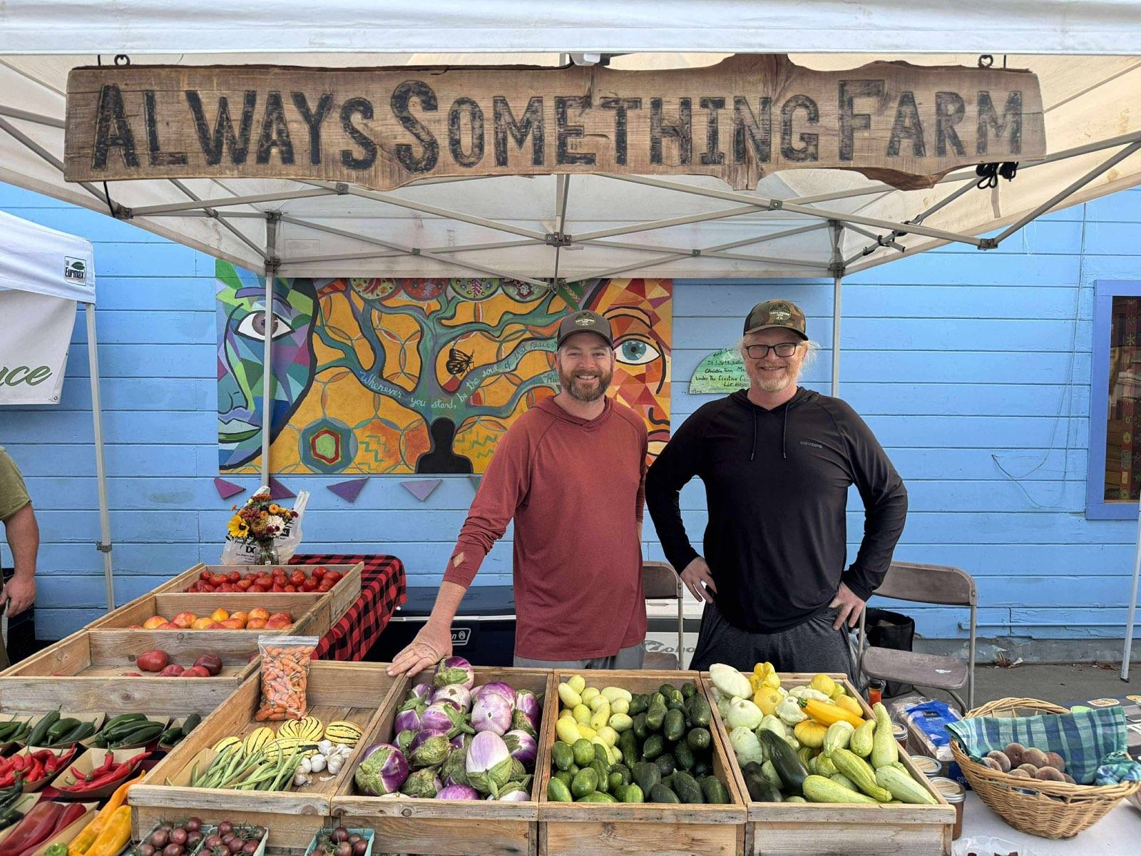Always Something Farm’s market booth at the Murphys Park Farmers Market
